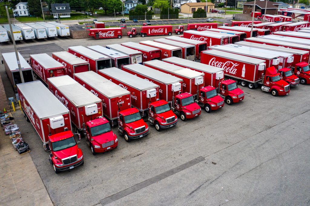 Bottlers & Paritipants Parking Lot with Coca-Cola trucks